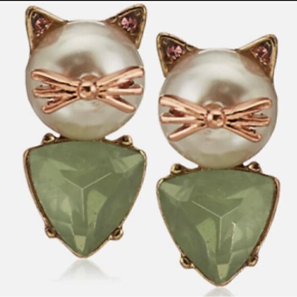 💚 Betsey Johnson NEW unique kitty cat earrings 💚 - Picture 5 of 6